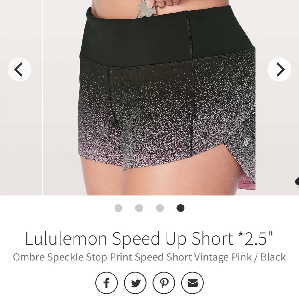 Lululemon pink ombre speed up short 2.5" size 8